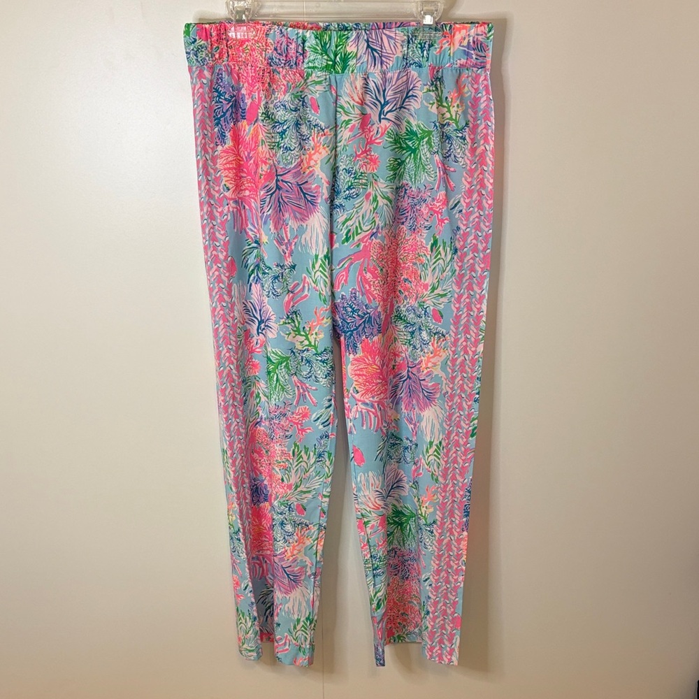Lilly Pulitzer Tropical Print Pants in Pink and Blue